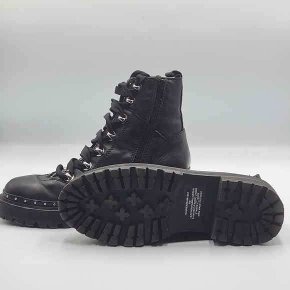 Steve Madden Women's Size 6.5 Combat Boots Black Leather & Faux Fur Rainier Moto - Picture 6 of 9